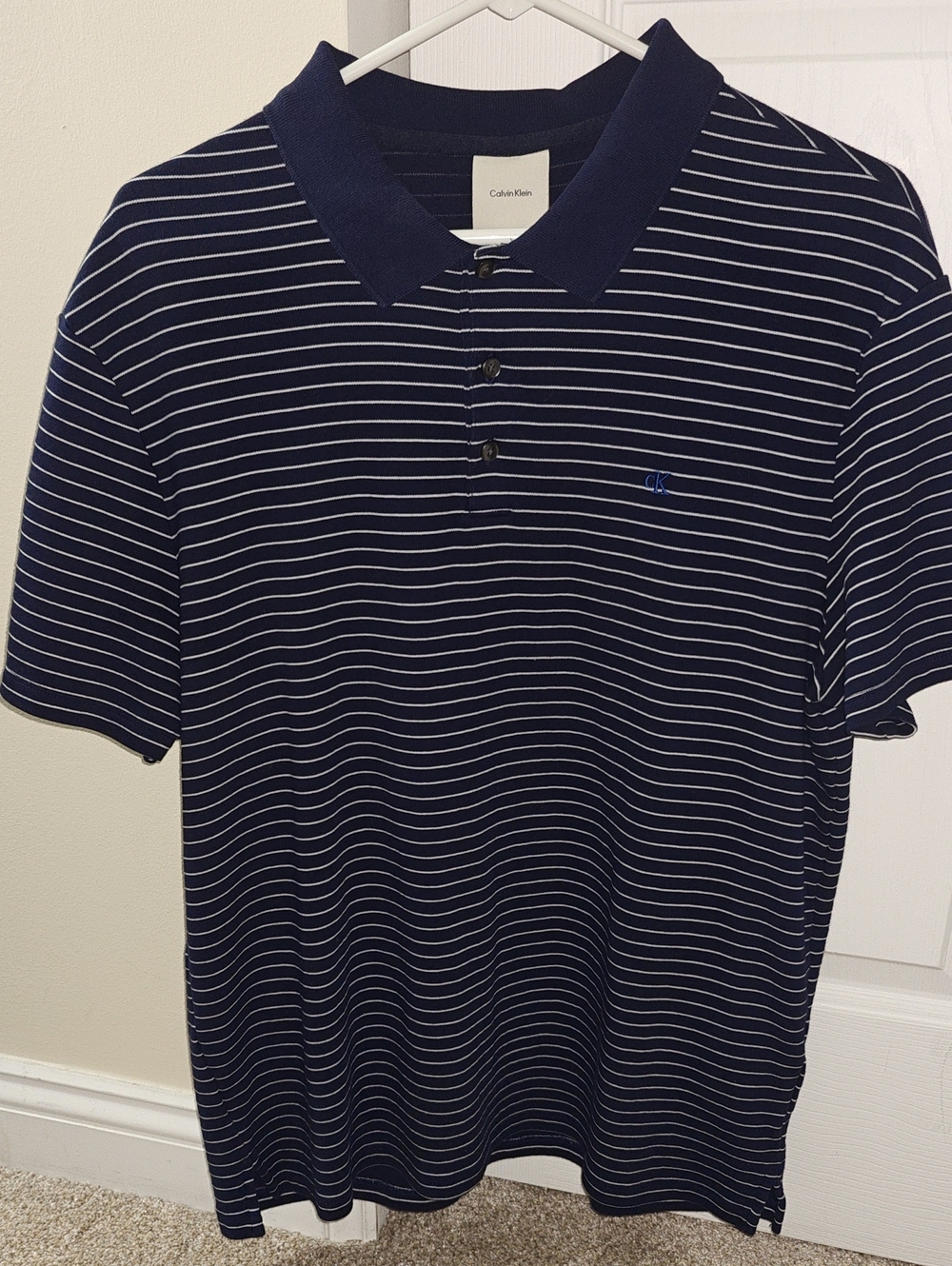 Calvin Klein Navy with White Stripe Polo